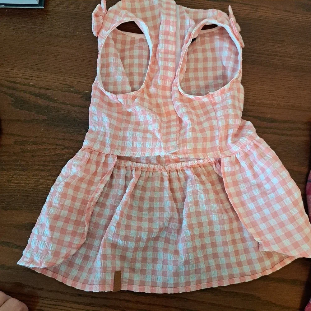 Nautica Pet Dress and Top Paw Plaid Shacket Bundle Pink Gingham Medium 2pc Set